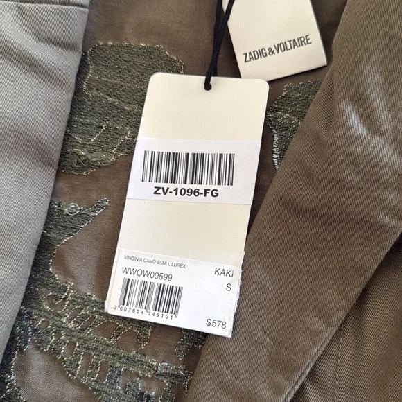 Zadig & Voltaire Virginia Camo Skull Lurex Embroidered Military Jacket - Picture 4 of 6